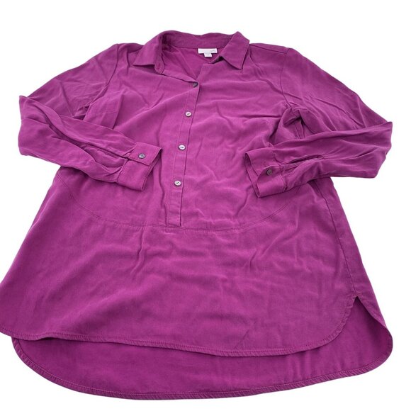 J. Jill Women's size Small Pullover 1/2 Button Blouse Oversized Tunic Pink - Picture 1 of 4